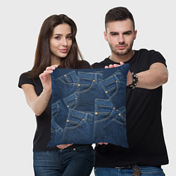 Подушка квадратная Джинсовка jeans, цвет: 3D-принт — фото 2