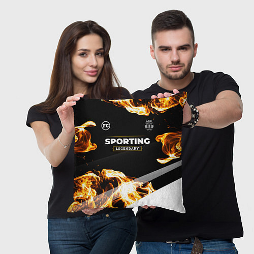 Подушка квадратная Sporting legendary sport fire / 3D-принт – фото 3