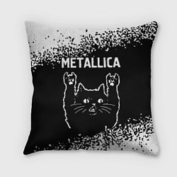 Подушка квадратная Группа Metallica и рок кот, цвет: 3D-принт