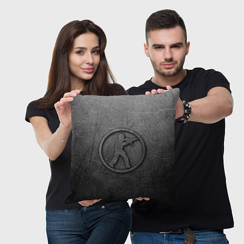 Подушка квадратная Чугунный логотип Counter Strike / 3D-принт – фото 3
