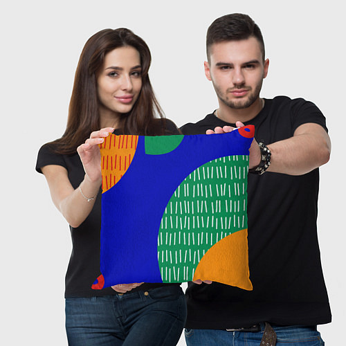 Подушка квадратная Геометрические фигуры - абстракция / 3D-принт – фото 3