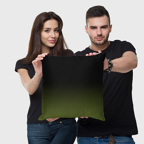 Подушка квадратная Черный и хвойный зеленый градиент / 3D-принт – фото 3