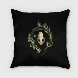 Подушка квадратная Череп кошки и цветы, цвет: 3D-принт