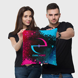 Подушка квадратная Evanescence - neon gradient, цвет: 3D-принт — фото 2