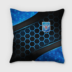 Подушка квадратная Объемные соты - герб России, цвет: 3D-принт