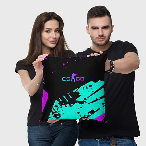 Подушка квадратная КС ГО - НЕОН / 3D-принт – фото 3