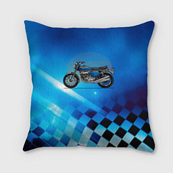 Подушка квадратная Синий классический мотоицкл, цвет: 3D-принт