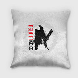 Подушка квадратная Jiu jitsu splashes logo, цвет: 3D-принт