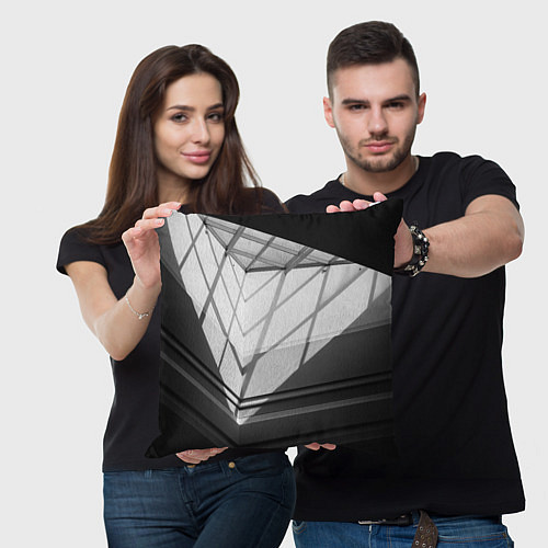Подушка квадратная Абстрактные тени и геометрические фигуры / 3D-принт – фото 3