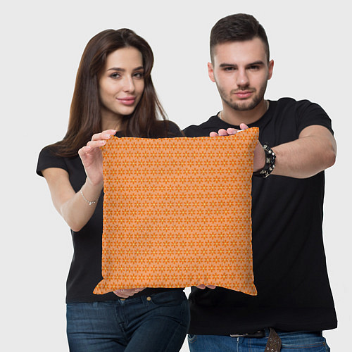 Подушка квадратная Оранжево-желтые цветочки / 3D-принт – фото 3
