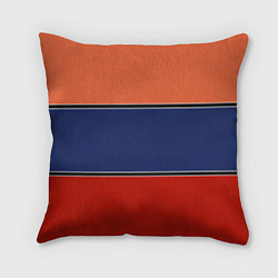 Подушка квадратная Combined pattern striped orange red blue, цвет: 3D-принт