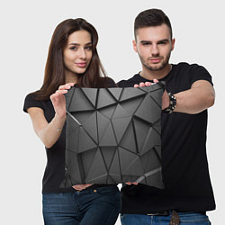 Подушка квадратная Треугольники серые, цвет: 3D-принт — фото 2