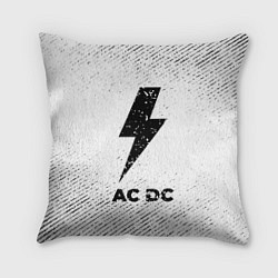 Подушка квадратная AC DC с потертостями на светлом фоне, цвет: 3D-принт