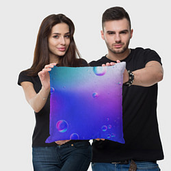 Подушка квадратная Радужные мыльные пузыри, цвет: 3D-принт — фото 2