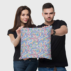 Подушка квадратная Акварельные завитки, цвет: 3D-принт — фото 2