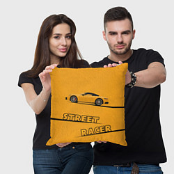 Подушка квадратная Желтая машинка street racer, цвет: 3D-принт — фото 2
