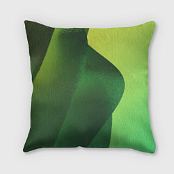 Подушка квадратная Зелёные абстрактные волны, цвет: 3D-принт