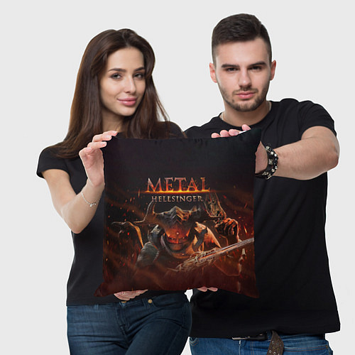 Подушка квадратная Полудемон Metal Hellsinger / 3D-принт – фото 3