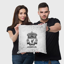 Подушка квадратная Liverpool с потертостями на светлом фоне, цвет: 3D-принт — фото 2