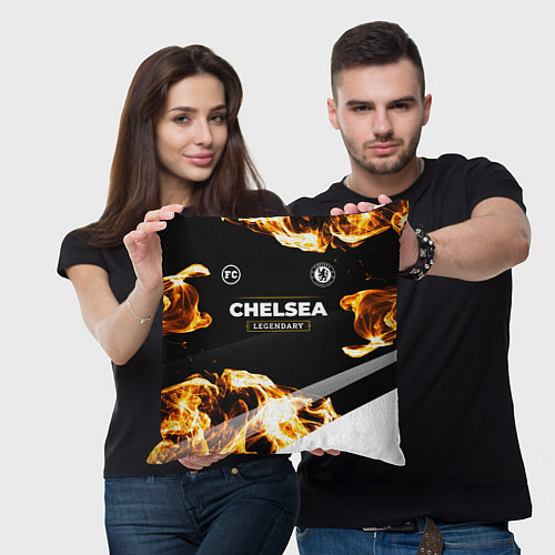 Подушка квадратная Chelsea legendary sport fire / 3D-принт – фото 3