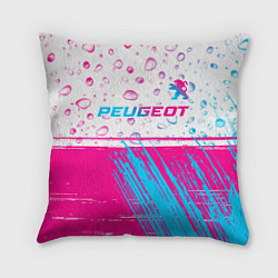 Подушка квадратная Peugeot neon gradient style: символ сверху, цвет: 3D-принт