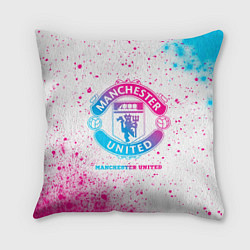 Подушка квадратная Manchester United neon gradient style, цвет: 3D-принт