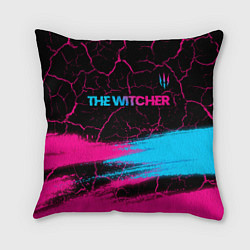 Подушка квадратная The Witcher - neon gradient: символ сверху, цвет: 3D-принт