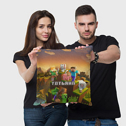 Подушка квадратная Татьяна Minecraft, цвет: 3D-принт — фото 2