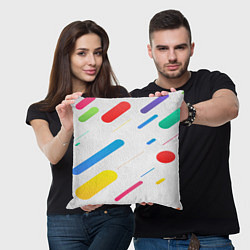 Подушка квадратная Разноцветные круги и полосы, цвет: 3D-принт — фото 2