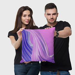 Подушка квадратная Волнообразные абстрактные розовые паттерны, цвет: 3D-принт — фото 2