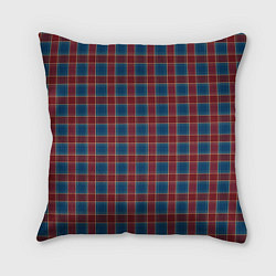 Подушка квадратная Красно синий клетчатый узор Шотландка, цвет: 3D-принт