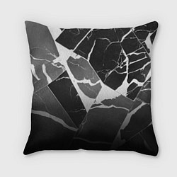 Подушка квадратная Черно-белый мрамор с трещинами, цвет: 3D-принт