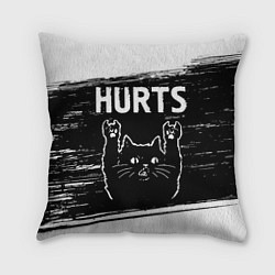 Подушка квадратная Группа Hurts и рок кот, цвет: 3D-принт