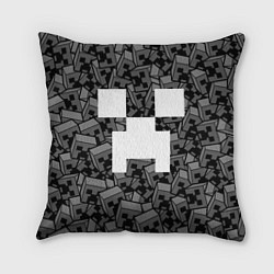 Подушка квадратная Головы криперов - Майнкрафт - ЧБ, цвет: 3D-принт