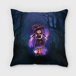 Подушка квадратная Ведьма-малолетка с котами - Halloween, цвет: 3D-принт