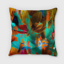 Подушка квадратная Растительная абстрактная композиция, цвет: 3D-принт