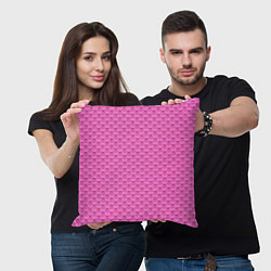Подушка квадратная Геометрический современный розовый однотонный узор, цвет: 3D-принт — фото 2