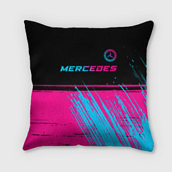 Подушка квадратная Mercedes - neon gradient: символ сверху, цвет: 3D-принт