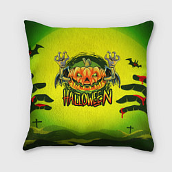 Подушка квадратная Тыква - зомби хэллоуин, цвет: 3D-принт