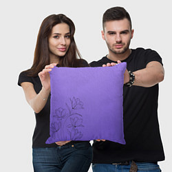 Подушка квадратная Красивый фиолетовый градиент с цветами, цвет: 3D-принт — фото 2