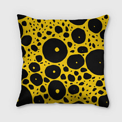 Подушка квадратная Черные пятна на желтом фоне, цвет: 3D-принт