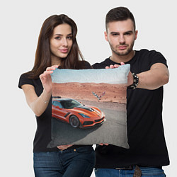 Подушка квадратная Chevrolet Corvette - Motorsport - Desert, цвет: 3D-принт — фото 2