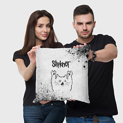 Подушка квадратная Slipknot рок кот на светлом фоне, цвет: 3D-принт — фото 2