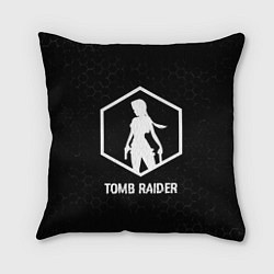 Подушка квадратная Tomb Raider glitch на темном фоне, цвет: 3D-принт