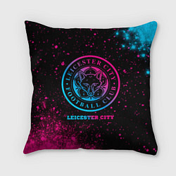 Подушка квадратная Leicester City - neon gradient, цвет: 3D-принт