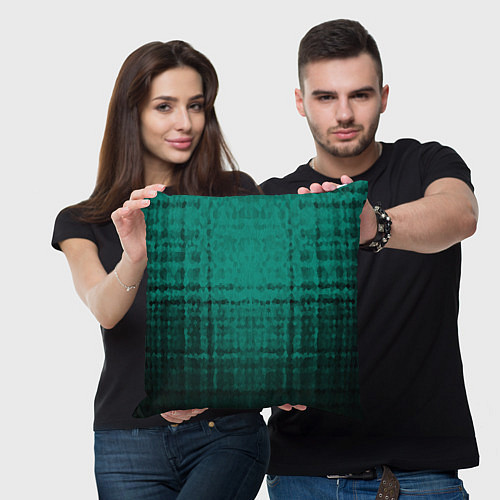 Подушка квадратная Мозаичный узор в черно -зеленых тонах / 3D-принт – фото 3