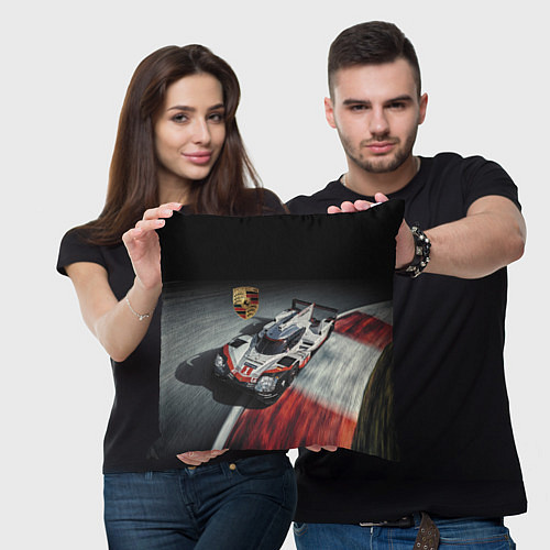 Подушка квадратная Porsche - racing team - motorsport / 3D-принт – фото 3