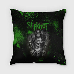 Подушка квадратная Slipknot green, цвет: 3D-принт