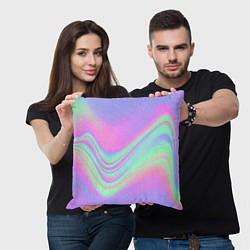 Подушка квадратная Цветные волны, цвет: 3D-принт — фото 2