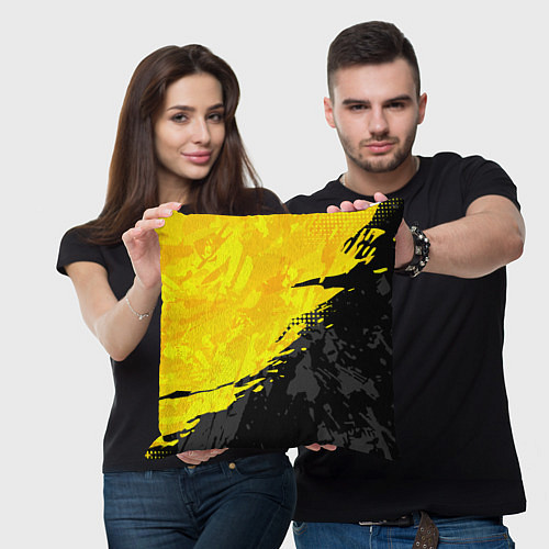 Подушка квадратная Black and yellow / 3D-принт – фото 3